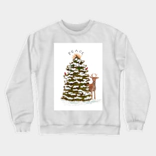 Peace Deer Snow Scene Crewneck Sweatshirt